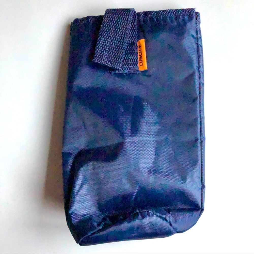 3/$15 NEW Lunch + Thermal Bottle Bag Carrier Insulated Drawstring Navy Blue NWOT